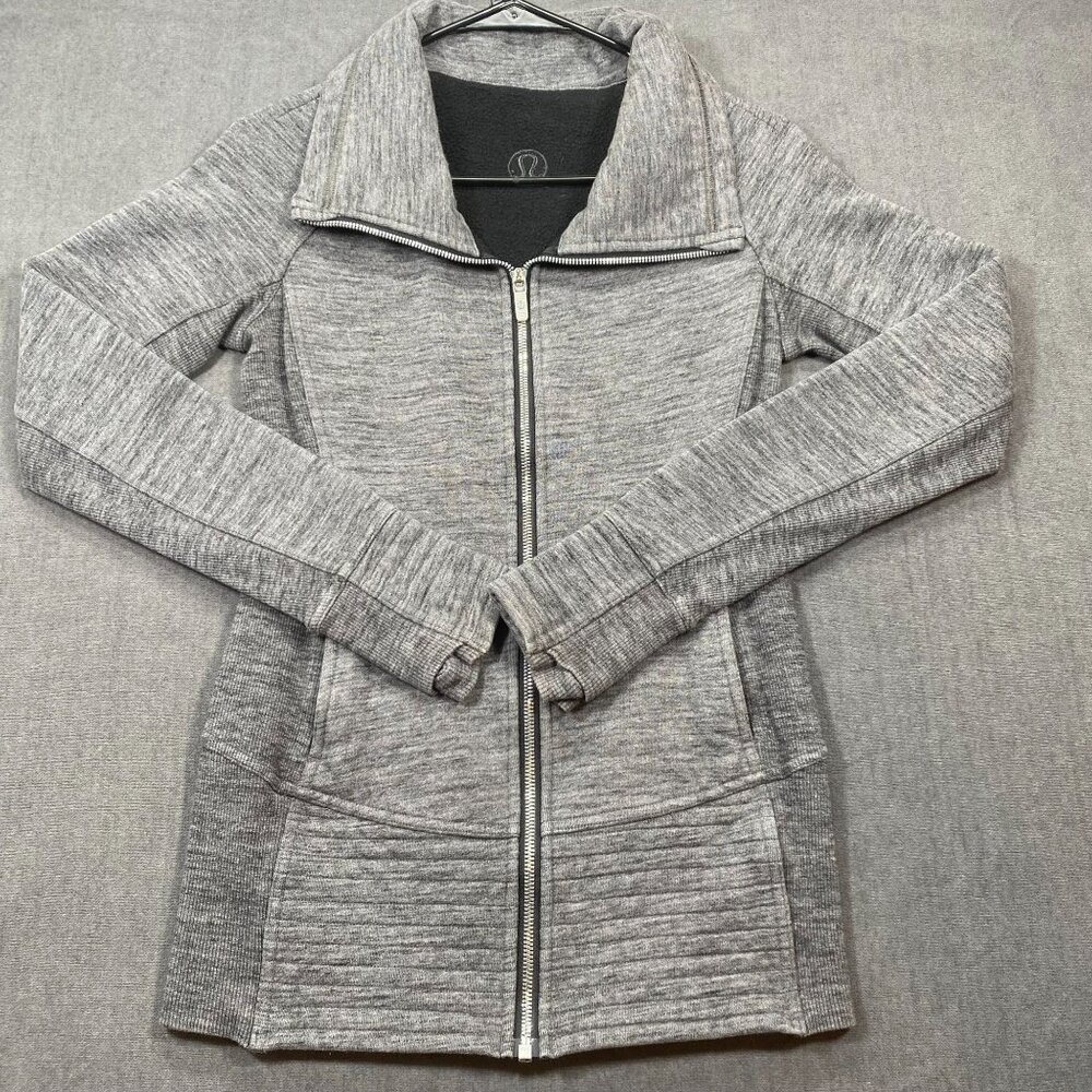 Lululemon Gray Full-Zip Turtle Neck Fleece Lined Sweater Jacket Womens Size 4